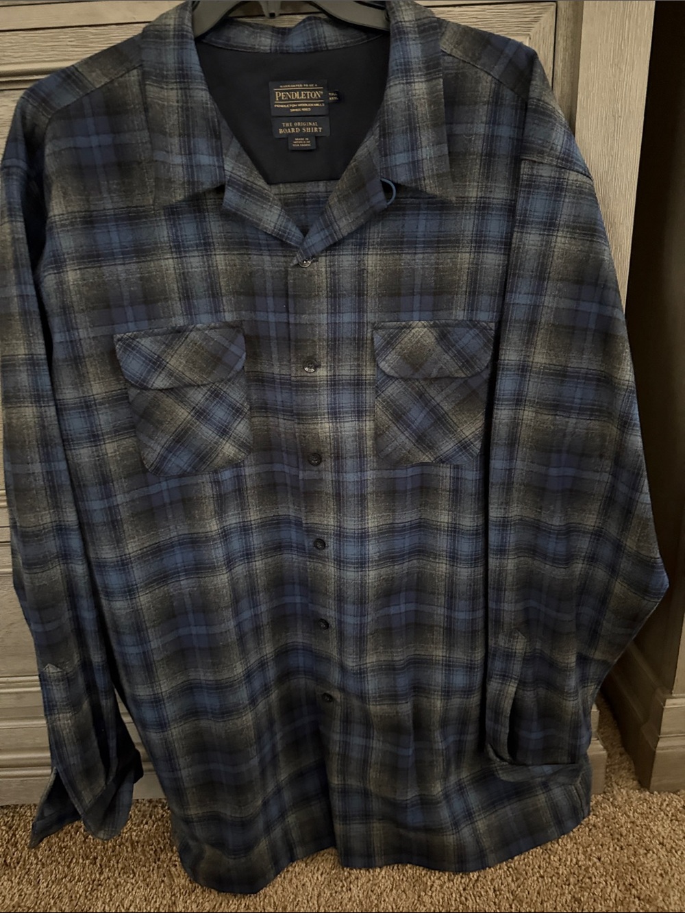 Pendleton Blue & Gray Plaid Men’s Button-Down Shirt